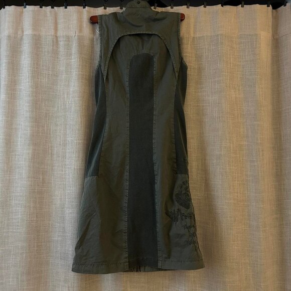 y2k olive green military inspired knee length dress - Picture 5 of 6